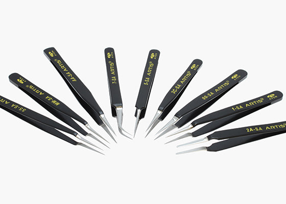 Artis 9-Piece Tweezers Set with Carrying Case – Aven Tools Artis 9-Piece Tweezers Set with Carrying Case – Aven Tools