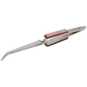 Aven Self Locking Fiber Grip Tweezers Bent Tips 6-1/2 inches