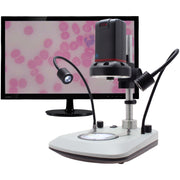 Digital Microscope Cyclops 4K Ultra HD [13x-140x] with Post Stand w/ Gooseneck LEDs and LED Back Light, with HD Monitor
