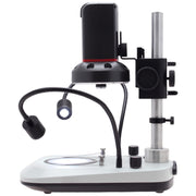 Digital Microscope Cyclops 4K Ultra HD [13x-140x] with Post Stand w/ Gooseneck LEDs and LED Back Light, with HD Monitor