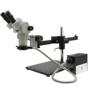 Stereo Zoom Binocular Microscope SPZ-50 [6.75x-50x] on Ultra Glide Boom Stand and LED FOI