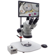 Stereo Zoom Microscope SPZV-50 [6.7x - 50x] With Mighty Cam Eidos Ergo Post Stand