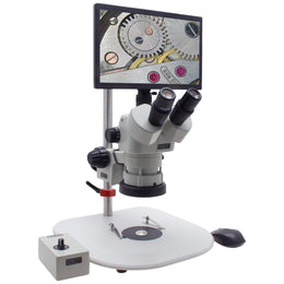Stereo Zoom Microscope SPZV-50 [6.7x - 50x] With Mighty Cam Eidos Ergo Post Stand