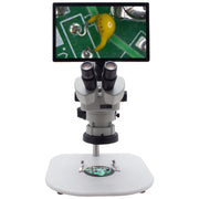 Stereo Zoom Microscope SPZV-50 [6.7x - 50x] With Mighty Cam Eidos 4K on Ergo Post Stand