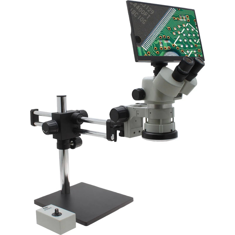 Stereo Zoom Microscope SPZV-50 [6.7x–50x] with Mighty Cam Eidos 4K