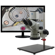 Stereo Zoom Trinocular Microscope SPZV-50 [6.7x - 50x] with Mighty Cam Pro Auto Focus on PLED Stand