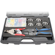 Deluxe Crimping Tool Kit with Frame, 5 Dies, Wire Stripper, and 148 pc Connector Set