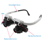 Eye Loupe Inspection Goggles with LEDs [6x - 25x]