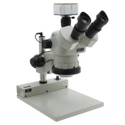 Stereo Zoom Trinocular Microscope DSZV-44 [10x-44x] on Post Stand with Integrated LED Light & USB 5M Camera