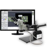 Stereo Zoom Trinocular Microscope SPZHT-135 [ 21x-135x ] on Ultra Glide Boom Stand LED FOI & USB 6M Camera