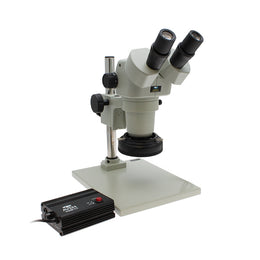 Stereo Zoom Bincoular Micrsocope SPZ-50 [6.75x-50x] on Post Stand with LED Ring Light with Polarizer