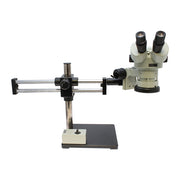 Stereo Zoom Binocular Microscope SPZ-50 [6.75x-50x] on Double Arm Boom Stand & Integrated LED Light