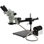 Stereo Zoom Binocular Microscope SPZ-50 [6.75x-50x] on Ultra Glide Boom Stand and LED FOI
