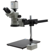 Stereo Zoom Trinocular Microscope SPZV-50 [6.7x - 50x] With Mighty Cam Pro Auto Focus Auto Focus Camera on Ultra-Glide Stand