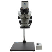 Stereo Zoom Trinocular Microscope SPZV-50 [6.7x - 50x] With Mighty Cam Pro Auto Focus Auto Focus Camera on Ultra-Glide Stand
