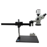 Stereo Zoom Trinocular Microscope SPZV-50 [6.7x - 50x] With Mighty Cam Pro Auto Focus Auto Focus Camera on Ultra-Glide Stand