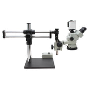 Stereo Zoom Trinocular Microscope SPZV-50 [6.7x - 50x] on DABS Stand Stand Mighty Cam Pro Auto Focus and Tiltable Arbor
