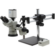 Stereo Zoom Trinocular Microscope SPZV-50 [6.7x - 50x] on DABS Stand Stand Mighty Cam Pro Auto Focus and Tiltable Arbor