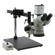 Stereo Zoom Microscope SPZV-50 [6.7x - 50x] on Ultra Glide Stand with Tiltable Arbor and Mighty Cam Pro Auto Focus Auto Focus Camera
