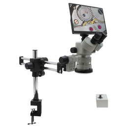 Stereo Zoom Microscope SPZV-50 [6.7x – 50x] on DABS Stand with table clamp  LED Ring Light