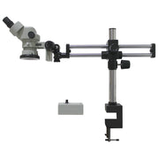 DSZ-44 Stereo Zoom Microscope [10x - 44x] on Dual Arm Boom Stand with Integrated Ring Light