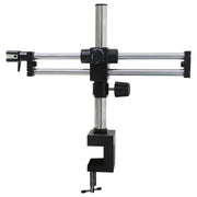 SPZ-50 Stereo Zoom Microscope [6.7x - 50x] on Dual Arm Boom Stand with Integrated Ring Light