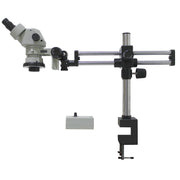 SPZH-135 Stereo Zoom Microscope [21x - 135x] on Dual Arm Boom Stand with Integrated Ring Light