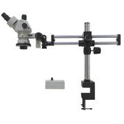SPZHT-135 Stereo Zoom Microscope [21x - 135x] on Dual Arm Boom Stand with Integrated Ring Light