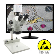 Stereo Zoom Trinocular Microscope SPZV-50E  [6.7x - 50x] with Mighty Cam Pro Auto Focus on PLED Stand ESD Safe