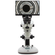 SPZV-50 Trinocular Stereo Zoom Microscope [6.7x - 50x] on Track Stand with Top and Bottom LEDs